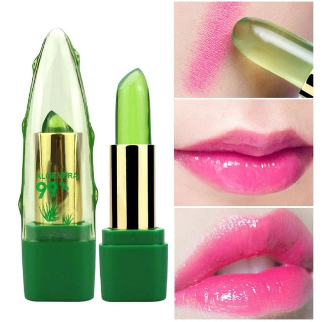 Organic Aloe Vera Jelly Lipstick Temperature Changing Color Natural Plant Lip Makeup Long Lasting Waterproof Balm Makeup Magic