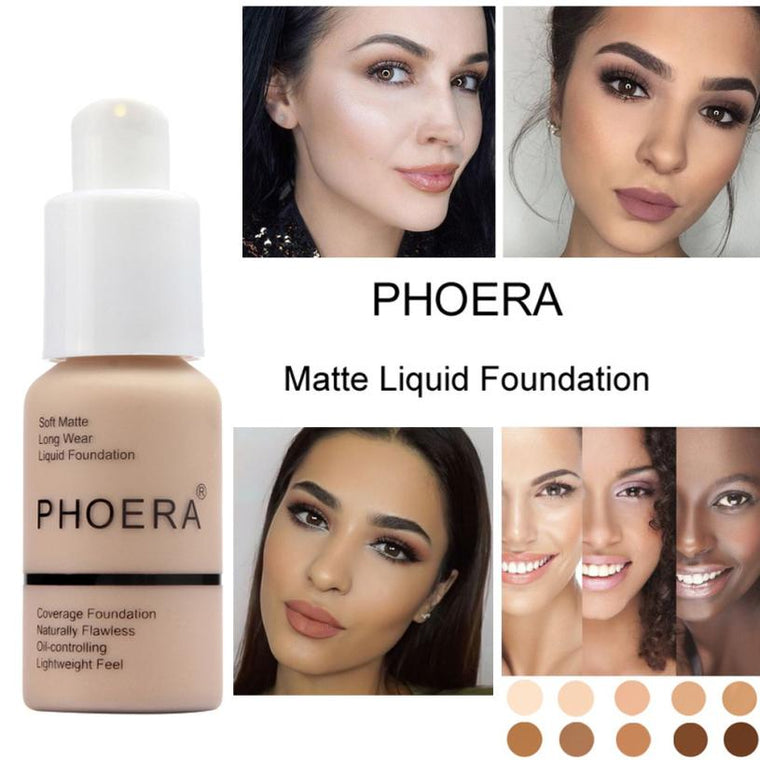PHOERA New 30ml Matte Oil Control Concealer Liquid Foundation Pallet Shadows Makeup Pallete far Paleti Novo Sombras Skin Care