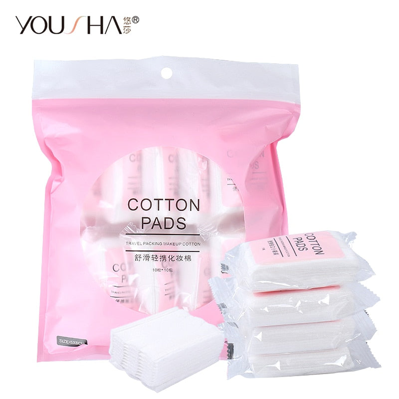 YOUSHA 100pcs cotton wipes organic nail wipes travel packing makeup remover cotton pad facial tissue nail polish remover napkin