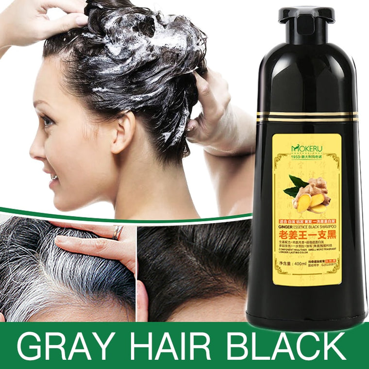 Mokeru Natural Ginger 5 Minutes Fast Hair Dye Shampoo Organic Hair Dye Permanent Black Shampoo For Women Cover White Gray Hair