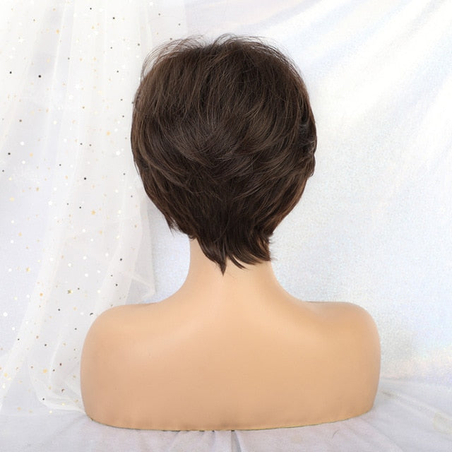 Inhair Cube Short Straight Synthetic Hair Wig 10"with Natural Bangs Pixie Cut with Highlights For Women Fluffy Free Shipping