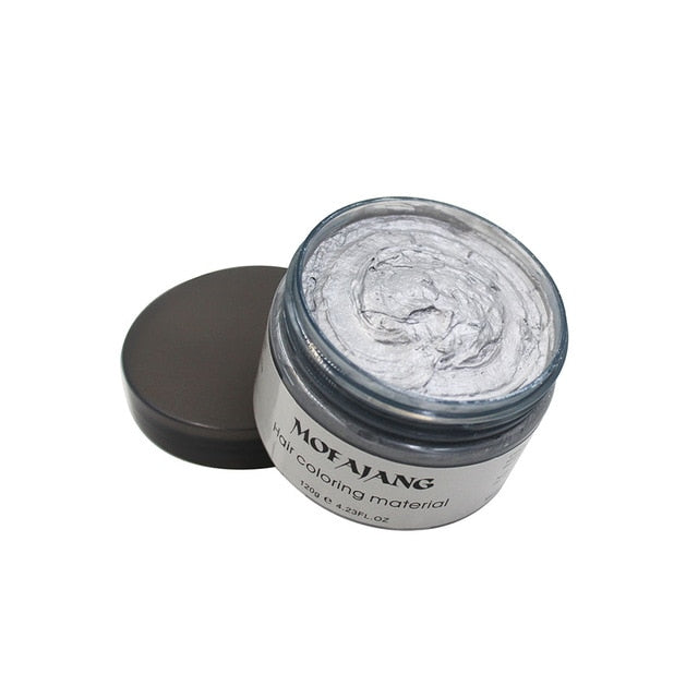 Mofajang Color Hair Wax Styling Pomade Silver Grandma Grey Disposable Natural Hair Strong Gel Cream Hair Dye for Women Men 120g